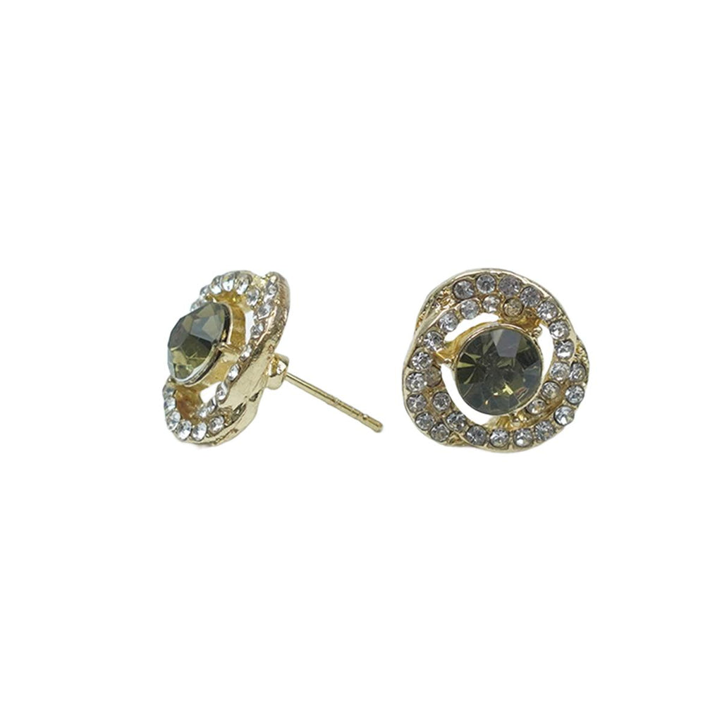 【Earrings】Swirl Pattern Elegant Earrings Dark & Clear Stones Lightweight Accessory for Ladies' Daily Wear