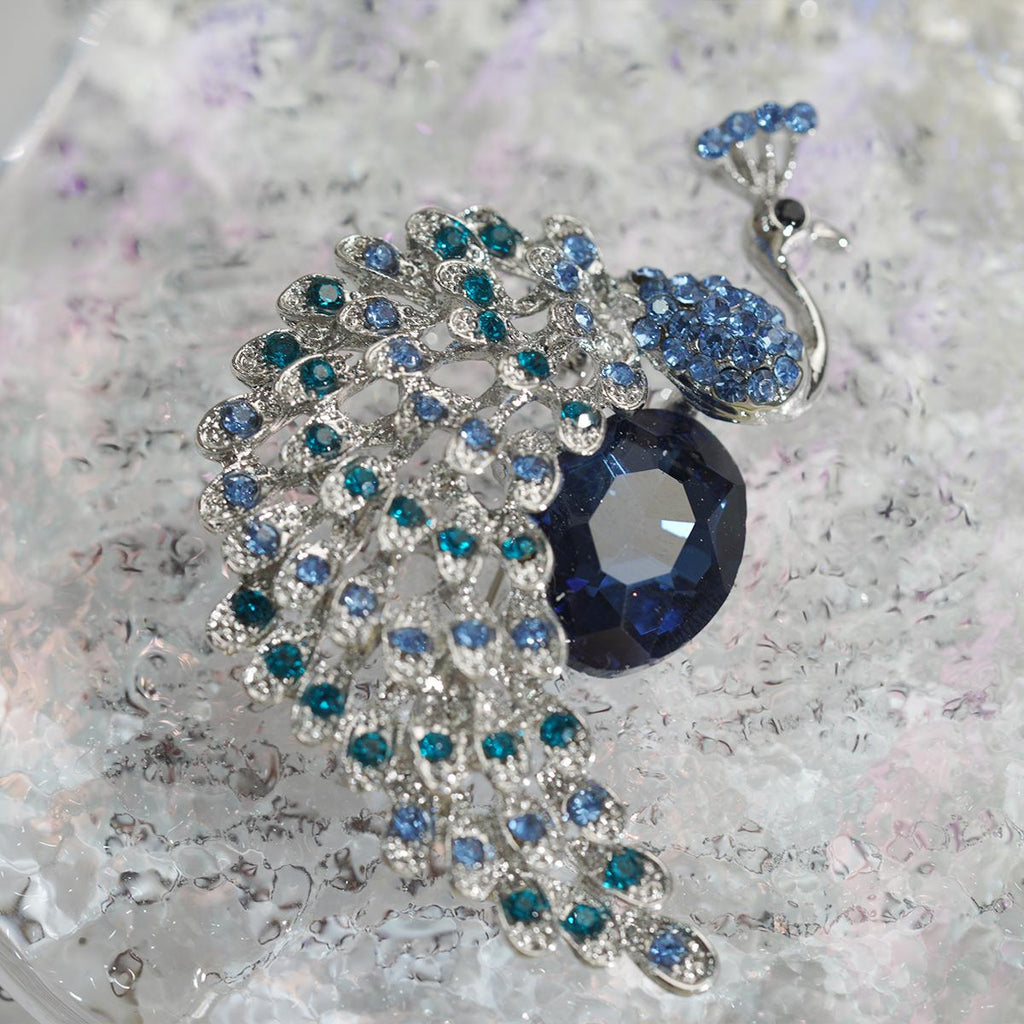 Kerongsang Merak, Gaya Regal, Diperbuat daripada Aloi dengan Zirkon Biru, Pesona Diraja, Sesuai untuk Wanita Elegan pin  brooch