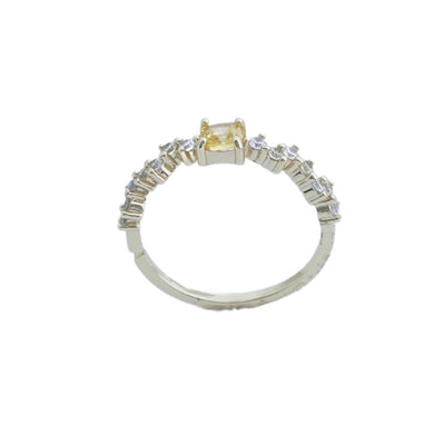 【Open Ring】Gold/Silver Plated Copper Alloy Rings with Yellow/Green Square Zircon, Chic Daily Jewelry for Women