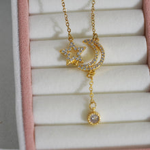Load image into Gallery viewer, 【Pendant Necklace】Moon Star Pendant Necklace Stainless Steel Chain Zirconia Celestial Dangling Charm Romantic Jewelry for Women