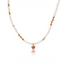 Load image into Gallery viewer, 【Pendant Necklace】Red Crystal Copper Chain Natural Freshwater Pearl Beaded Pendant Necklace, Retro Elegant Jewelry Gift for Women