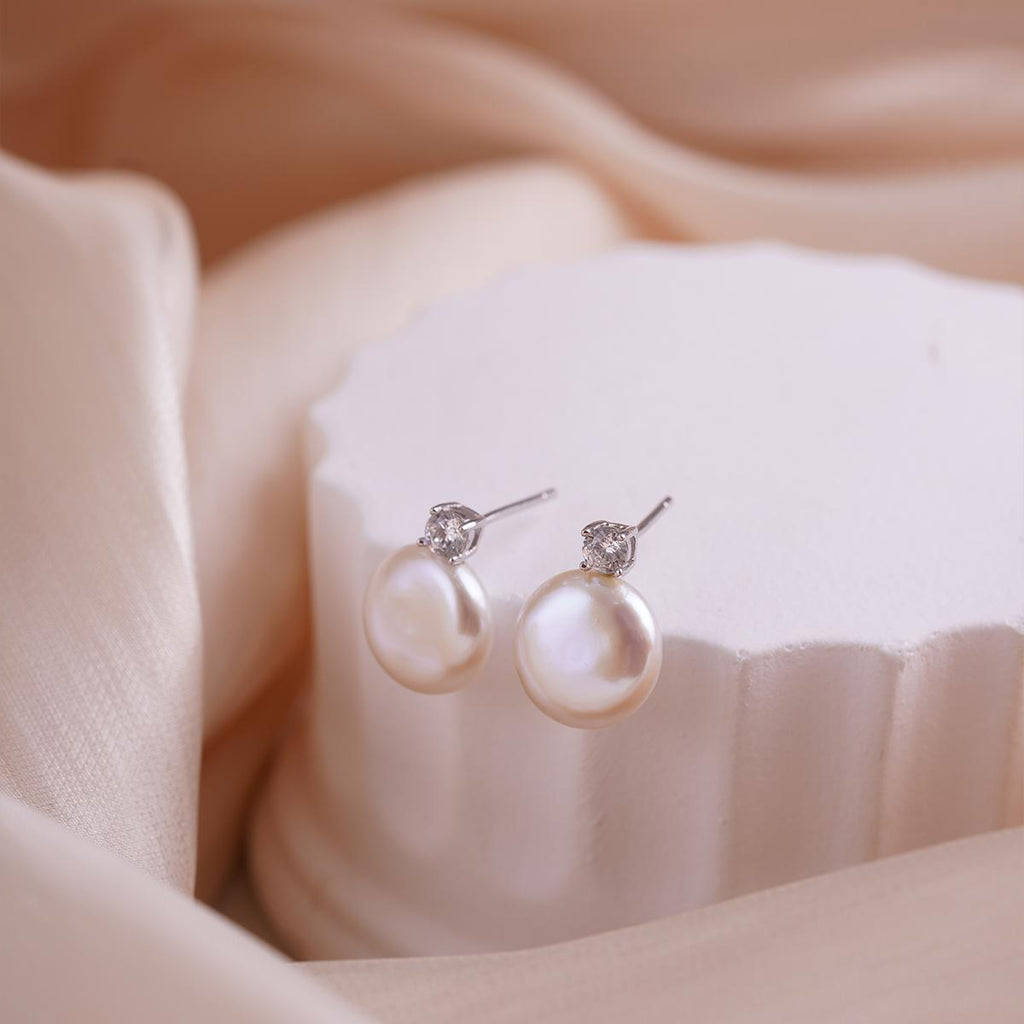 【Stud Earring】Shining Natural Freshwater Pearl Stud Earring with 925 Silver Post, Elegant Fashion Accessory for Women