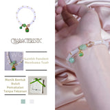 Gelang Manik, Putih dan Hijau, dengan Loket Hiasan, Barang Kemas Elegan, untuk Wanita, Gelang