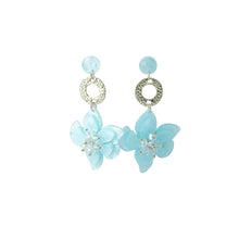 Load image into Gallery viewer, 【Drop Earrings】Light Blue Resin Flower Earrings with Crystal Bead Stamens, Sweet &amp; Fresh Design for Young Women