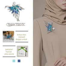 Load image into Gallery viewer, Kerongsang besar bahu Sayap Bionik, Rekaan Asimetri, dengan Permata Kecerunan dan Pusat Mutiara, Gaya Romantik, untuk Wanita Muda