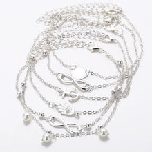 Laden Sie das Bild in den Galerie-Viewer, 5 Pieces /Set Fashion New Stainless Steel Heart Pendant Anklet Girl Summer Beach Ankle Bracelet Women Accessories Jewelry Gift