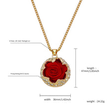 Load image into Gallery viewer, Rose Flower Pendant Necklace Rose Gold Plated Copper Crystal Zircon Floral Charm Chain Elegant Jewelry Gift for Women