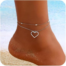 Charger l&#39;image dans la galerie, Gold Ankle Bracelets for Women Waterproof,14K Gold Anklets Layered Cuban Link Herringbone Paperclip Chain Anklet Bracelets Heart Infinity Butterfly Snake Anklet Summer Beach Jewelry