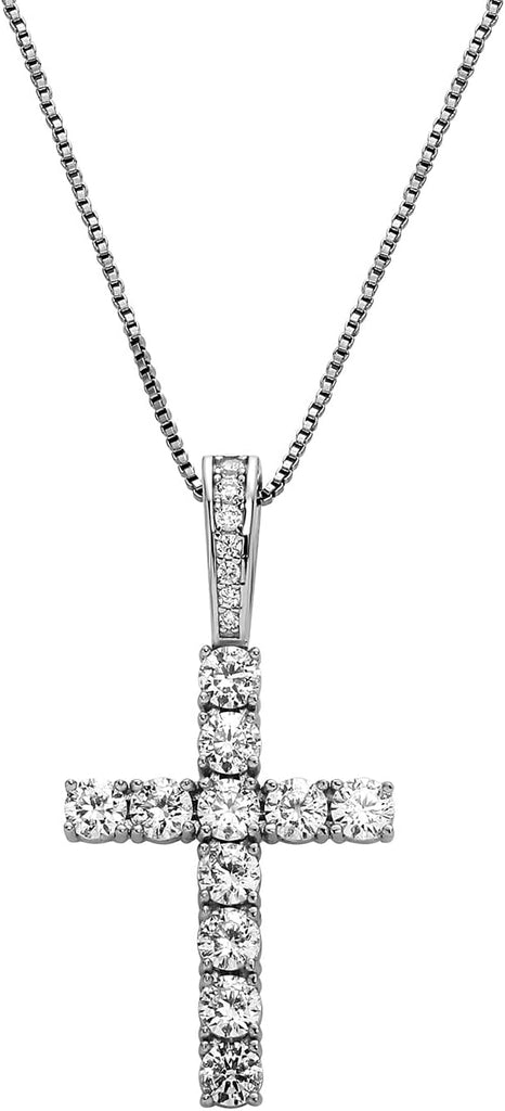 YOSZO Cross Necklace for Women Sterling Silver Necklace Gold Cross Necklace Iced out Cubic Zirconia Cross Chain for Men Cross Pendant with 20” Stainless Box Chain