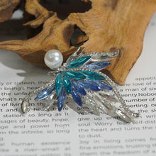 Load image into Gallery viewer, Bionic Wing Brooch, Asymmetrical Design, Gradient Gemstones &amp; Pearl Center - Romantic for Young Ladies