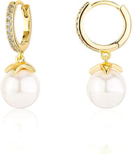 Laden Sie das Bild in den Galerie-Viewer, YOSZO Earrings for Women 18K Gold Plated Pearl Earrings Silver Earrings for Women Heart Earrings Dangle Cartilage Earring