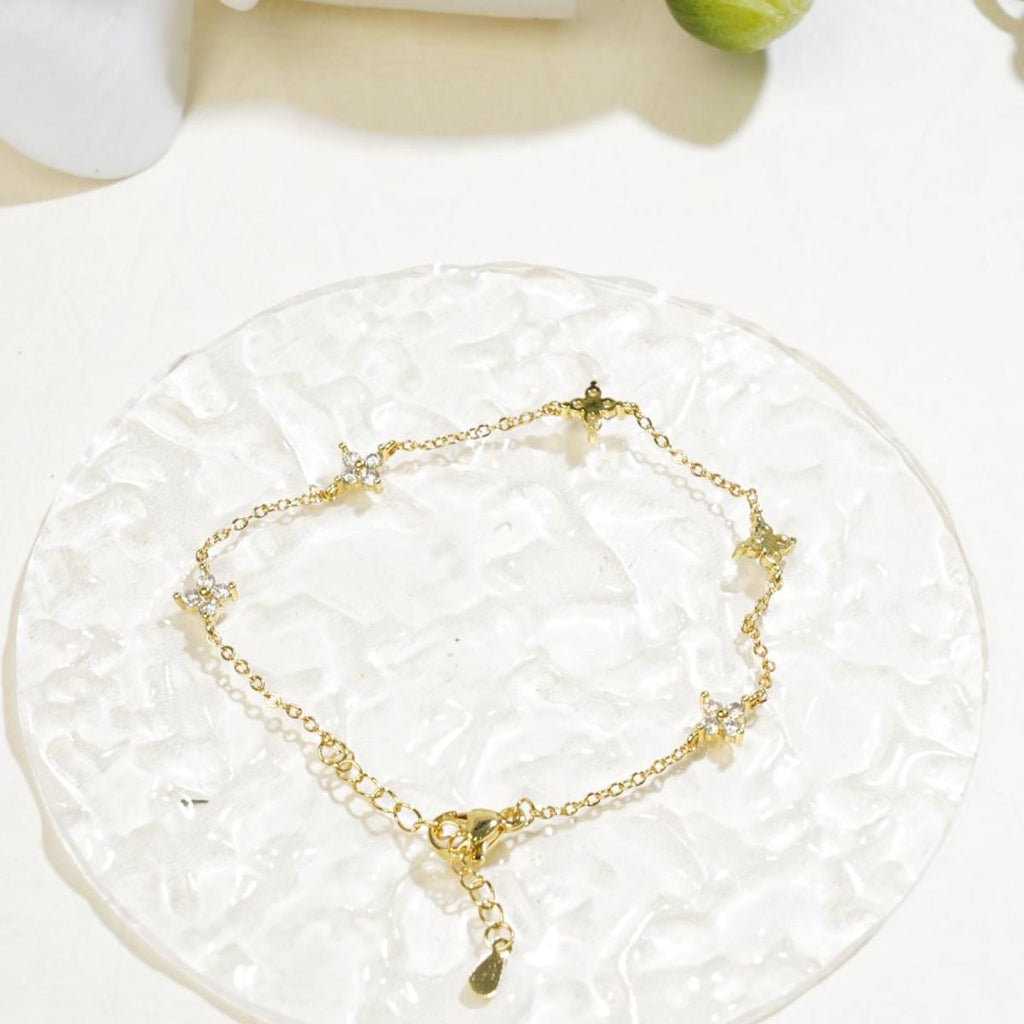 【Bracelet】Elegant Four Leaf Clover Zircon Bracelet, Delicate Daily & Party Accessory for Fashion Women