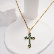 Load image into Gallery viewer, 3 Colors Cross Pendant Necklace Silver/Black/Green Iced Out Copper Zircon Hip Hop Jewelry Gift for Men Women