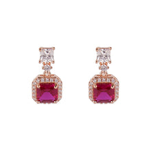 Load image into Gallery viewer, Vintage Halo Oval Stud Earrings for Women, 14K Rose Gold Plated 925 Sterling Silver with Ruby Gemstone &amp; Zirconia, Elegant Gift for Her