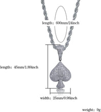 Laden Sie das Bild in den Galerie-Viewer, YOSZO Iced Out Club Diamond Heart Spade Playing Cards Simulated Lab diamonds Pendant Necklace