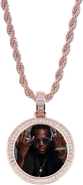 YOSZO Necklace with Picture Inside 18K Gold Plated Custom Picture Necklace Personalized Photo Necklace Memory Gifts for Men