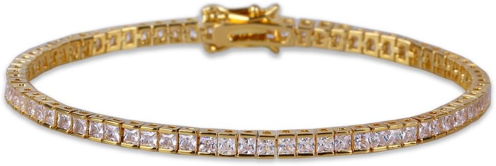 YOSZO 1 Row AAA All Iced Out Tennis Bling 4-6mm Square Cut Lab Simulated Diamond Bracelet 8" 7''