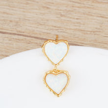Load image into Gallery viewer, Single Drop Earring for Women, 14K Gold Plated 925 Silver Double Heart Opal Earring, Minimalist Ear Curation Jewelry, Unique Romantic Gift for Her