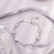 Load image into Gallery viewer, Baroque Natural Pearl Silver Bracelet with Irregular Pearl, Classic Lightweight Design for Women Everyday Wear