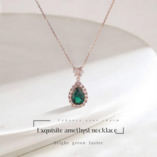 Load image into Gallery viewer, Birthstone Pendant Necklace for Women, Rose Gold Plated 925 Silver Adjustable Chain,  Gemstone &amp; Zircon Halo Pendant, Elegant Retro Jewelry Gift for Her