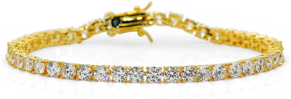 YOSZO 1 Row AAA Gold Silver All Iced Out Tennis Bling Lab Simulated Diamond Bracelet