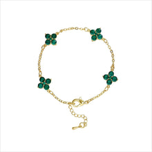 Load image into Gallery viewer, Lucky Four Leaf Clover Gold Chain Bracelet for Women, 14K Gold Plated Adjustable Clover Bracelet, Elegant Green Clover Jewelry Gift for Valentine&#39;s Day &amp; Mother&#39;s Day
