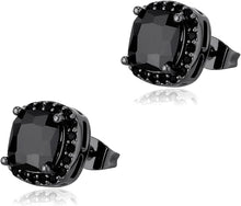 Cargar imagen en el visor de la galería, YOSZO Square Stud Earrings 925 Sterling Silver 5A+ Cubic Zirconia 14K Gold Black Diamonds Stud Earrings For Men Women Aretes De Hombre