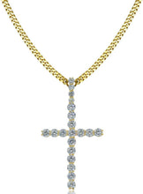 Load image into Gallery viewer, YOSZO 14K Gold&amp;Silver Plated Iced out CZ 3&quot; Lab Diamond Cross Pendant Chain for Men and Women