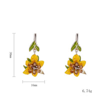 Load image into Gallery viewer, Tropical Botanical Drop Earrings for Women, Copper Earrings with Multicolor Zirconia, Nature Inspired Daily Wear Jewelry Gift