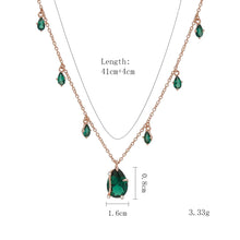 Load image into Gallery viewer, Dainty Necklace for Women, Rose Gold Plated S925 Sterling Silver Chain with Green Gemstone Teardrop Pendant, Adjustable Minimalist Birthstone Gift for Her