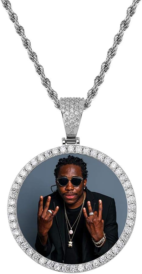 YOSZO Necklace with Picture Inside 18K Gold Plated Custom Picture Necklace Personalized Photo Necklace Memory Gifts for Men