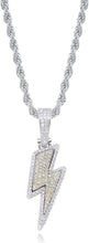 Charger l&#39;image dans la galerie, YOSZO Hip Hop Lightning Bolt Design Pendant 18k Gold Plated Iced Out Cubic Zirconia Pendant Necklace with Micropave Simulated Diamond for Men Women