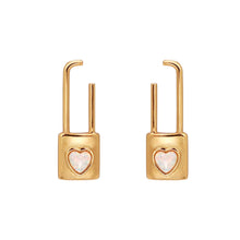 Load image into Gallery viewer, Promise Lock Stud Earrings for Women, 14K Gold Plated 925 Silver Heart Opal Earrings, Romantic Valentine&#39;s Day Gift for Girlfriend Wife, Minimalist Love Jewelry