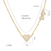 Load image into Gallery viewer, Asymmetric Opal Heart Necklace for Women, 14K Gold Plated 925 Sterling Silver,  Heart Opal Design with Adjustable Chain, Delicate Romantic Daily Jewelry