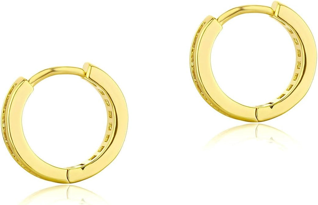 YOSZO Gold Hoop Earrings for Women 18K Gold Plated Iced Out Silver Huggie Earrings for Men Hypoallergenic CZ Diamond Earrings