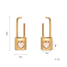 Load image into Gallery viewer, Promise Lock Stud Earrings for Women, 14K Gold Plated 925 Silver Heart Opal Earrings, Romantic Valentine&#39;s Day Gift for Girlfriend Wife, Minimalist Love Jewelry