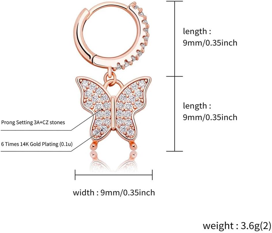 YOSZO 9Mm Earring Gold Silver Color Full Cubic Women Fashion Hip Hop Jewelry for Gift