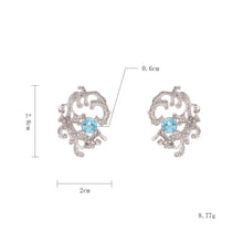 Load image into Gallery viewer, Ocean Wave Stud Earrings for Women, 925 Sterling Silver Earrings with Blue Topaz &amp; Cubic Zirconia, Hypoallergenic Coastal Jewelry, Gift for Her