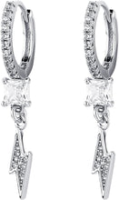 Laden Sie das Bild in den Galerie-Viewer, YOSZO Lightning Bolt Dangle Earrings 14K Gold 5A+ Cubic Zirconia Hanging Hoop Lightning Drop Cool Dangling Earrings For Men Women Trendy