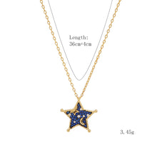 Load image into Gallery viewer, Midnight Sky Necklace for Women, 14K Gold Plated 925 Sterling Silver Star &amp; Moon Pendant, Deep Blue Zirconia with White Sparkling Stones, Adjustable Celestial Jewelry Gift for Lover