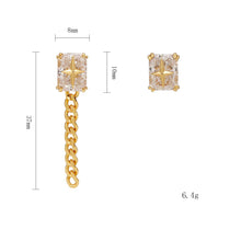 Load image into Gallery viewer, Asymmetrical Stud Earrings for Women, 14K Gold Plated 925 Silver Starburst &amp; Zircon Earrings, Modern Mismatched Pair, Unique Daily Jewelry Gift for Her