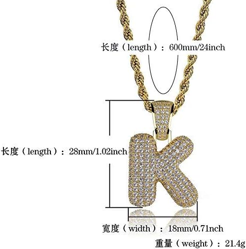 YOSZO Bubble Letter Necklace Gold Silver Initial Necklaces 14K Gold Plated Personalized Custom Name Diamond Letter Chain Necklace for Men