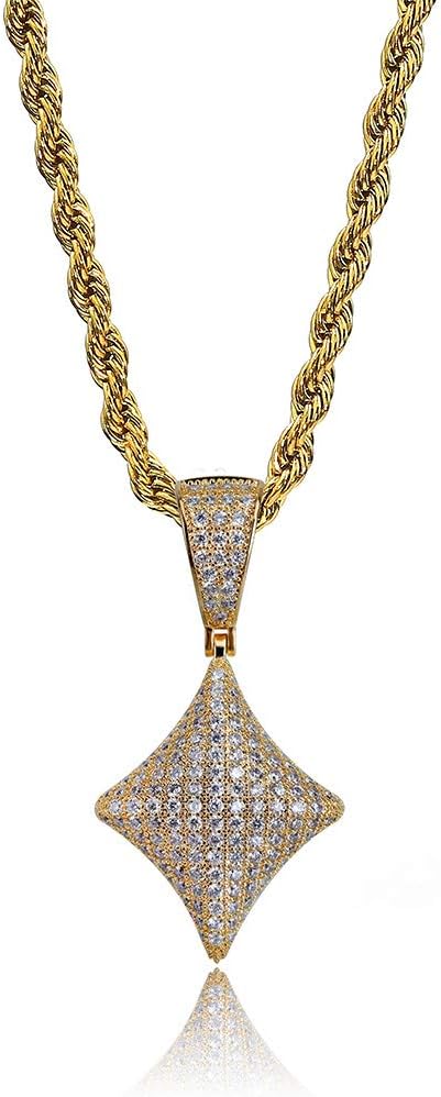 YOSZO Iced Out Club Diamond Heart Spade Playing Cards Simulated Lab diamonds Pendant Necklace