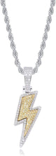 Charger l&#39;image dans la galerie, YOSZO Hip Hop Lightning Bolt Design Pendant 18k Gold Plated Iced Out Cubic Zirconia Pendant Necklace with Micropave Simulated Diamond for Men Women
