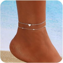 Charger l&#39;image dans la galerie, Gold Ankle Bracelets for Women Waterproof,14K Gold Anklets Layered Cuban Link Herringbone Paperclip Chain Anklet Bracelets Heart Infinity Butterfly Snake Anklet Summer Beach Jewelry