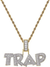 Load image into Gallery viewer, YOSZO Hip Hop Iced Out Trap Letter Pendant 14K Gold Plated Simulated Diamond Cubic Zirconia Bubble Chain Necklace for Men Women Gift