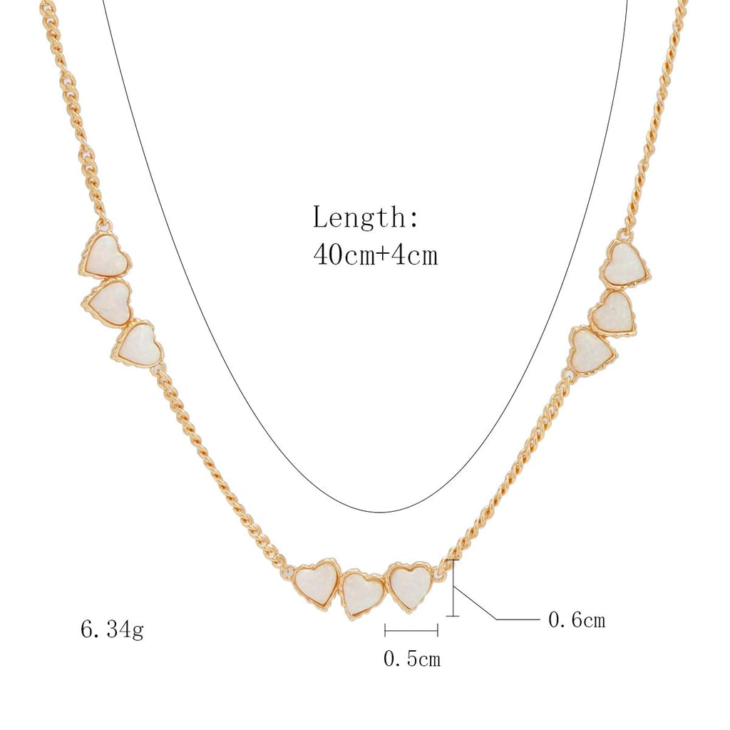 Opal Heart Necklace for Women, 14K Gold Plated 925 Sterling Silver,  Adjustable Chain, Lightweight Minimalist Romantic Jewelry Gift for Her
