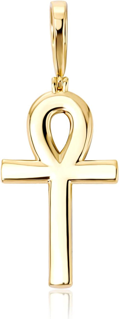 YOSZO Ankh Cross Pendant 18K Gold Plated Fully Iced Out CZ Egyptian Ankh Religious Chain Necklace for Men Women