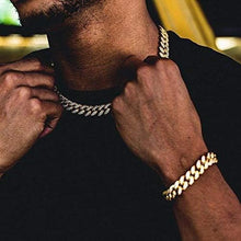 Charger l&#39;image dans la galerie, YOSZO Gold Bracelet Cuban Link Iced out 14K Gold Plated Hip Hop Miami Solid Cuban Link Bracelet for Men 10mm Diamond Clasp Gifts for Women