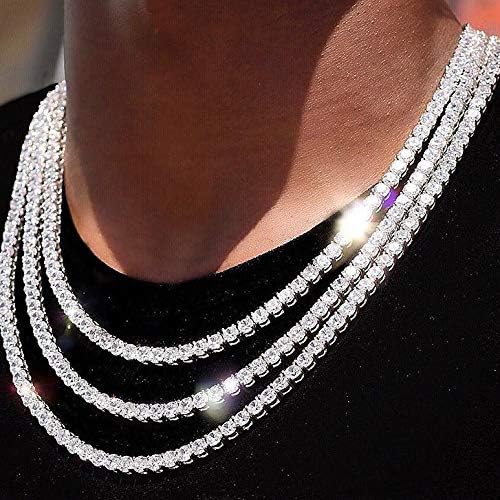 YOSZO 6MM Tennis Chain Necklace 18k Gold Plated 1 Row Lab Simulated Diamond Iced Out Cubic Zirconia Chain Men's Hip hop Tennis Choker Necklace Chain for men women